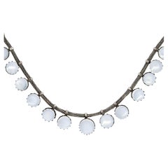 Collana vittoriana con festone graduato in pietra di luna in argento sterling