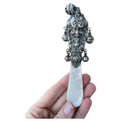 Victorian Sterling Silver Mother of Pearl Baby Rattle