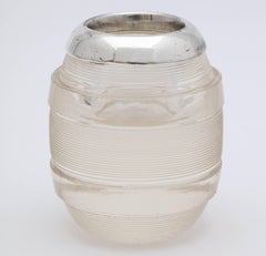 Victorian Sterling Silver-Mounted Barrel-Form Threaded Crystal Match Striker