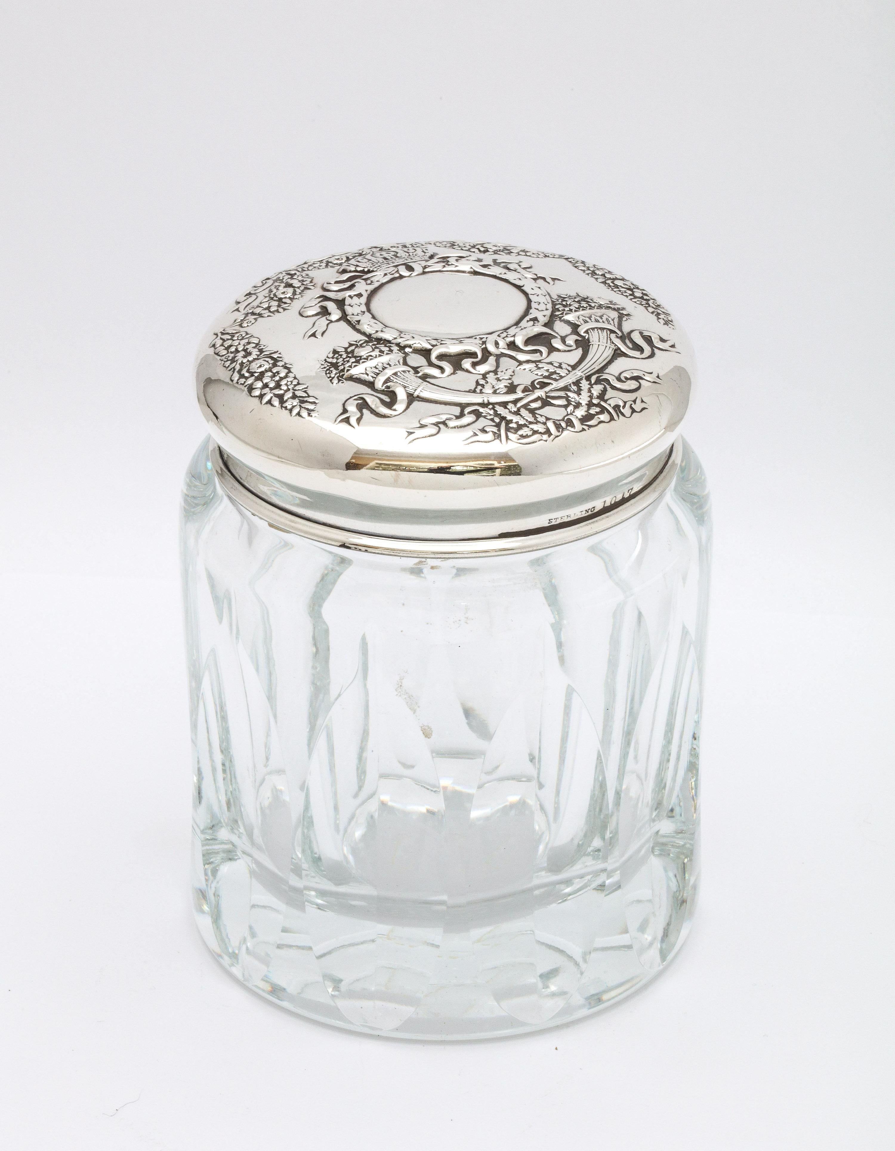 American Victorian Sterling Silver-Mounted Crystal Dressing Table Jar