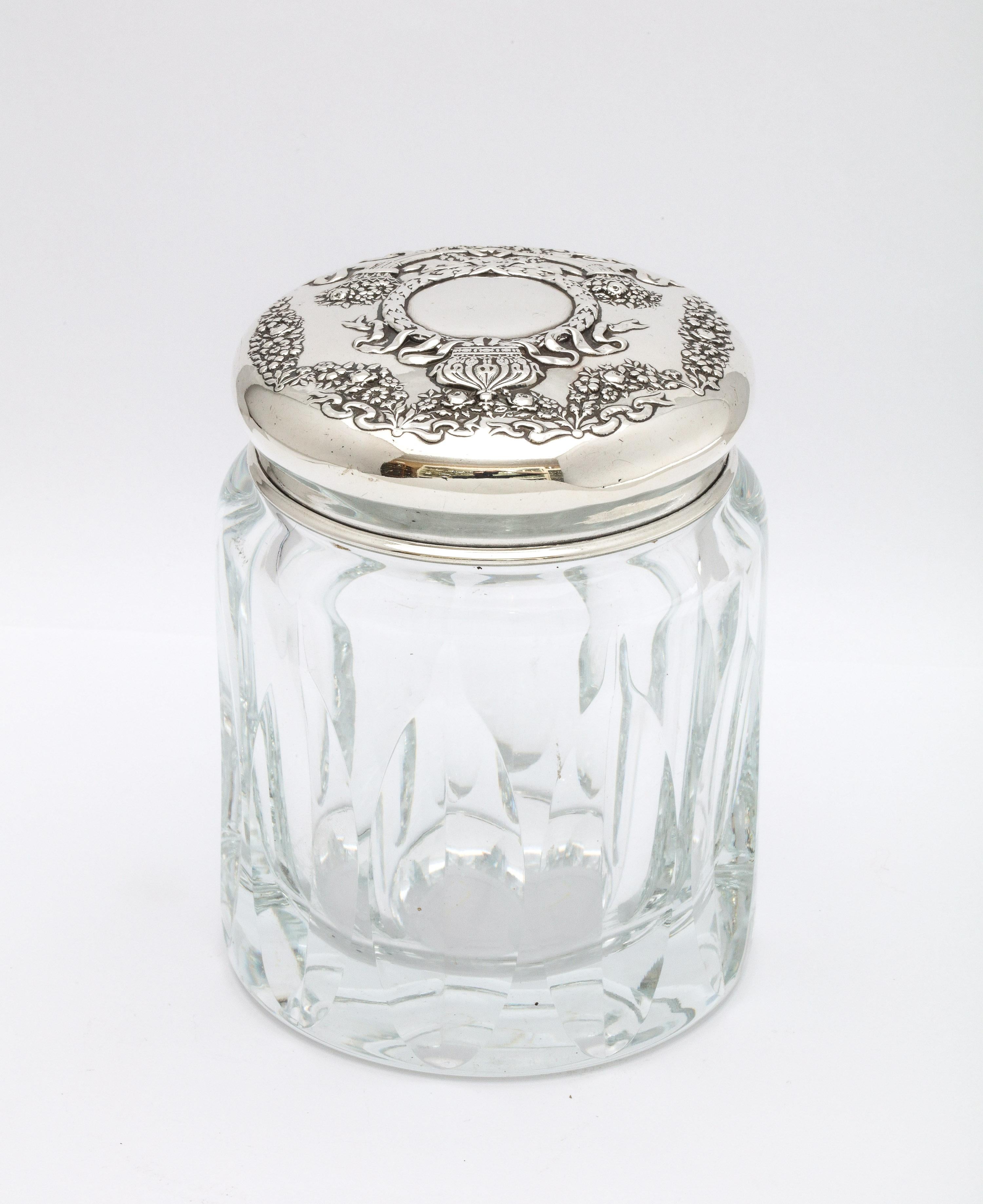 Victorian Sterling Silver-Mounted Crystal Dressing Table Jar 1