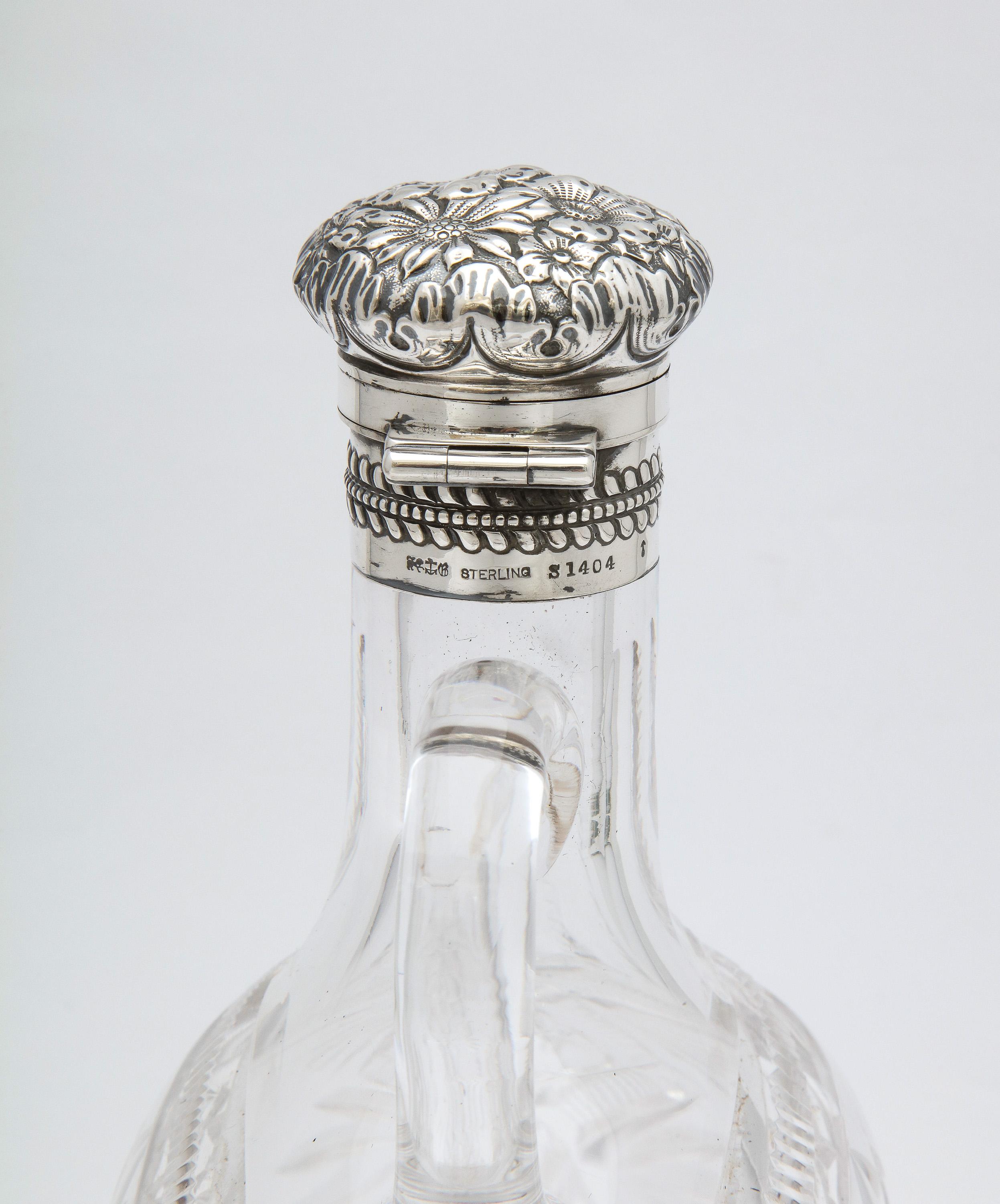 Carafe victorienne montée sur argent sterling et 4 verres assortis, Gorham en vente 2