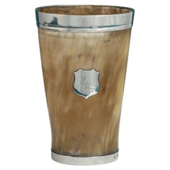 Victorian Sterling Silver Mounted Horn Beaker, Hallmarked London 1869