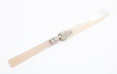 Victorian Sterling Silver-Mounted Mother of Pearl and Chalcedony Letter Opener