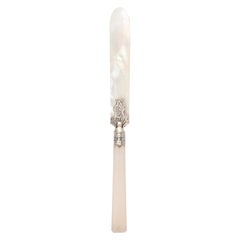 Victorian Sterling Silver-Mounted Mother of Pearl and Chalcedony Letter Opener
