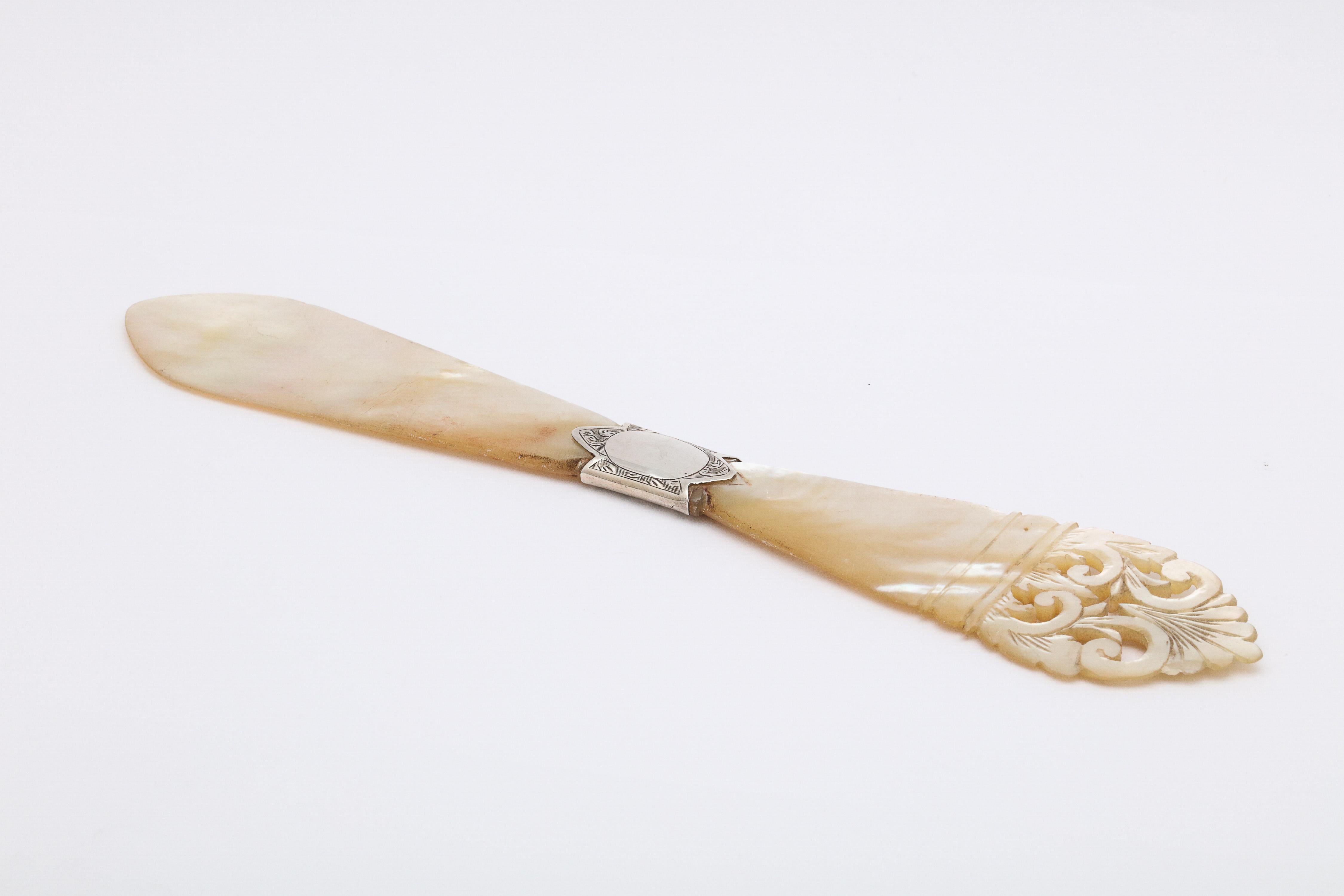 Victorian Sterling Silver-Mounted Mother of Pearl Letter Opener/Paper Knife 3