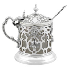 Recipiente victoriano para mostaza de plata de ley de Edington, 1867, Inglaterra