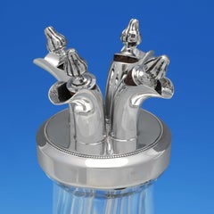 Neuheitlicher viktorianischer Dekanter aus Sterlingsilber für 4 Flüssigkeiten, 1896, William Comyns