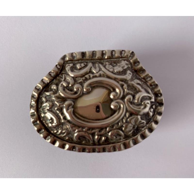 Women's or Men's Victorian Sterling Silver Oval Pill Box, 1874 For Sale