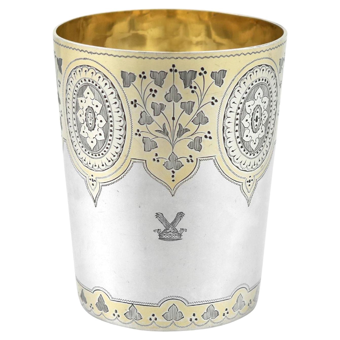 Bécher victorien en argent sterling et en vermeil