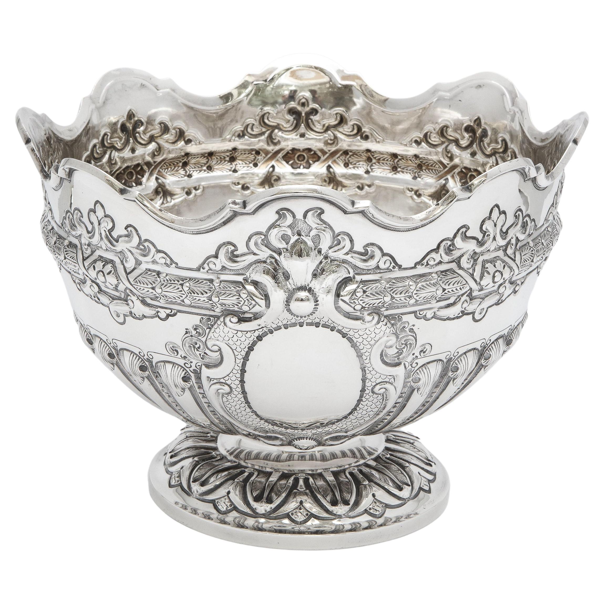 Victorian, Sterling Silver Pedestal-Based Monteith/Centerpiece Bowl