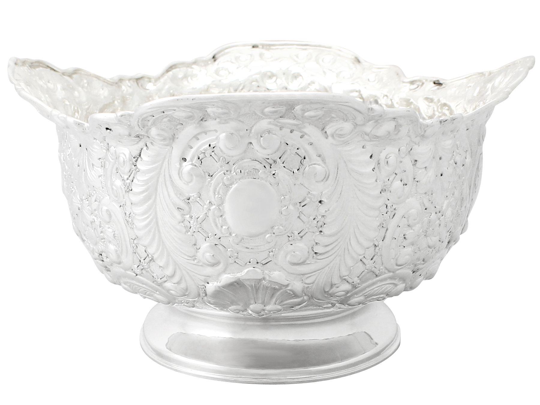 Embossed Horace Woodward & Co Victorian Sterling Silver Presentation Bowl For Sale