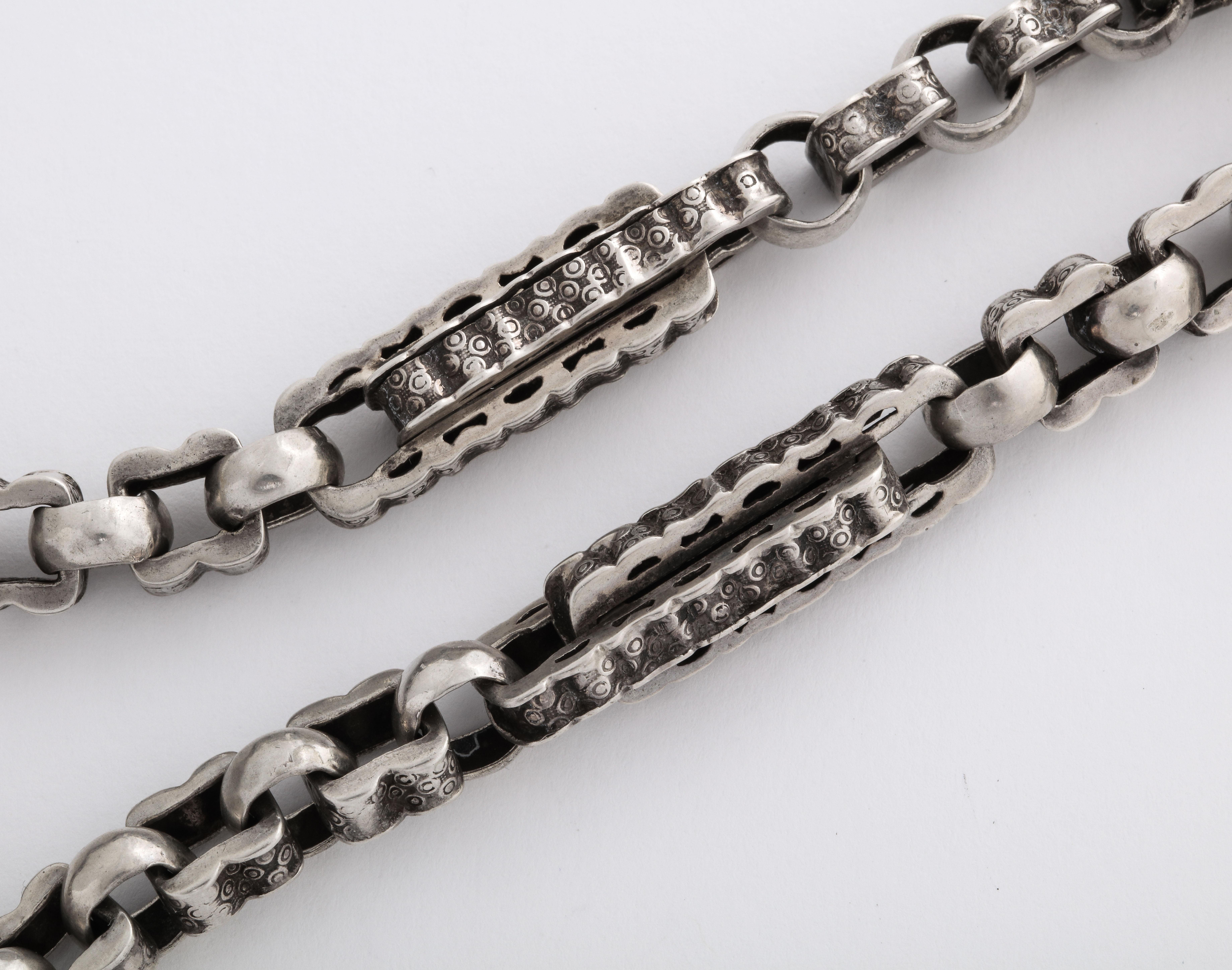 Victorian Sterling Silver Prince Albert Chain In Excellent Condition In Stamford, CT