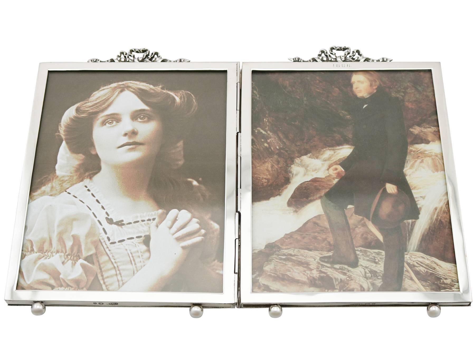 Wood Victorian Sterling Silver Quadruple Photograph Frame