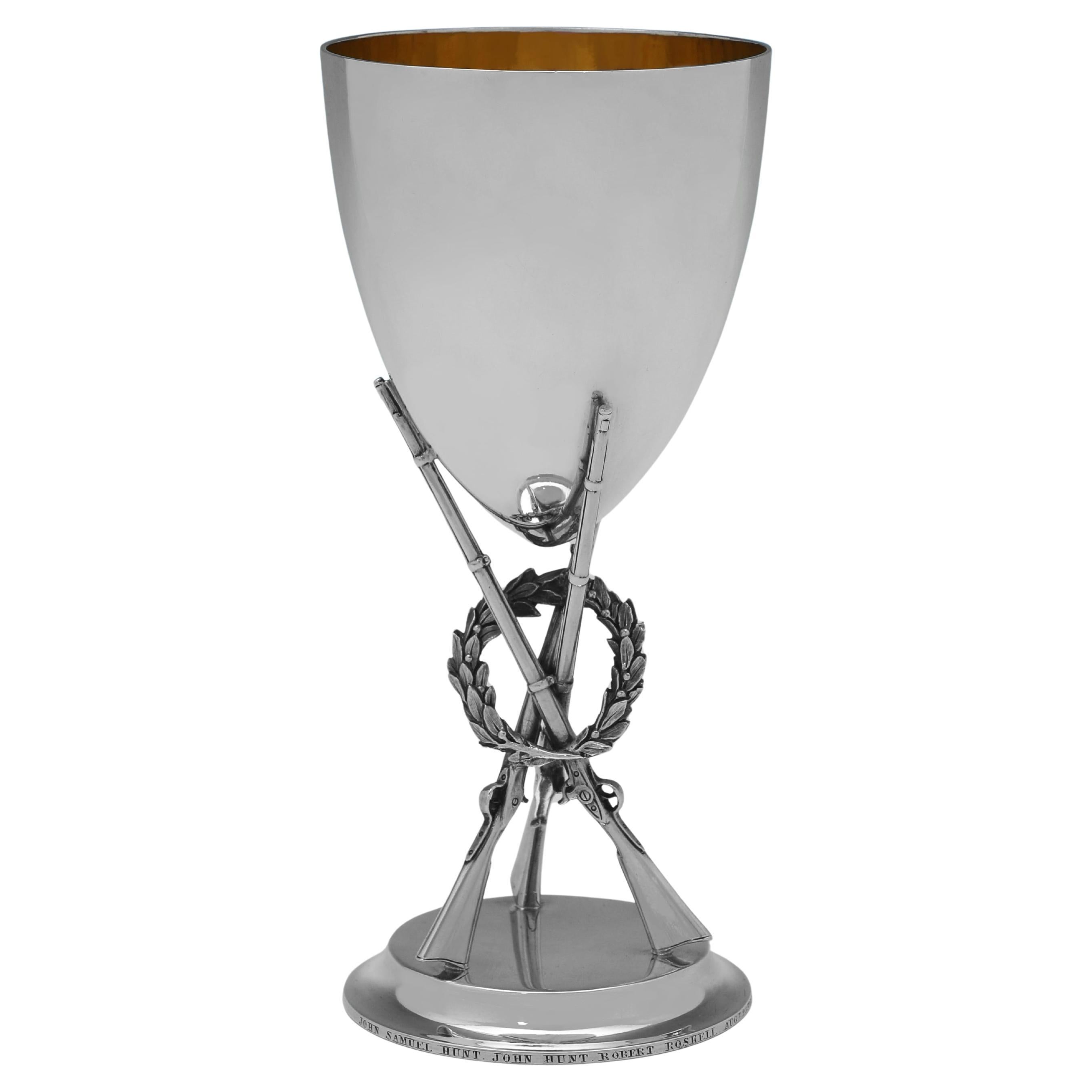 Calice da fucile vittoriano in argento Sterling di John Samuel Hunt del 1862