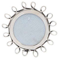 Victorian Sterling Silver Scrolled Wire Round Picture Frame