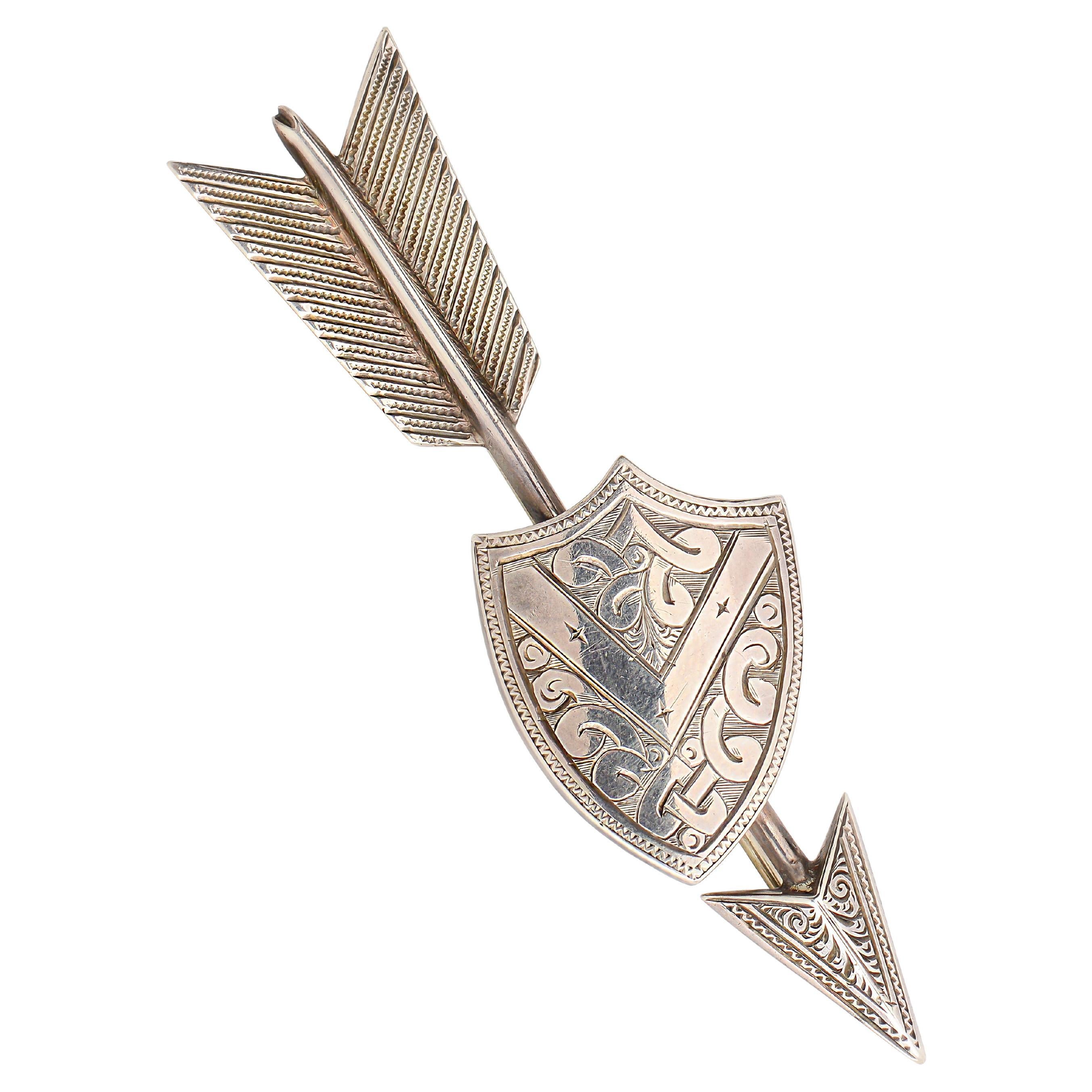 925 arrow shield pin silver tested Vintage sterling silver handmade brooch