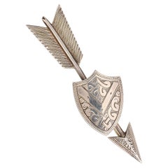 Victorian Sterling Silver Shield and Arrow Brooch