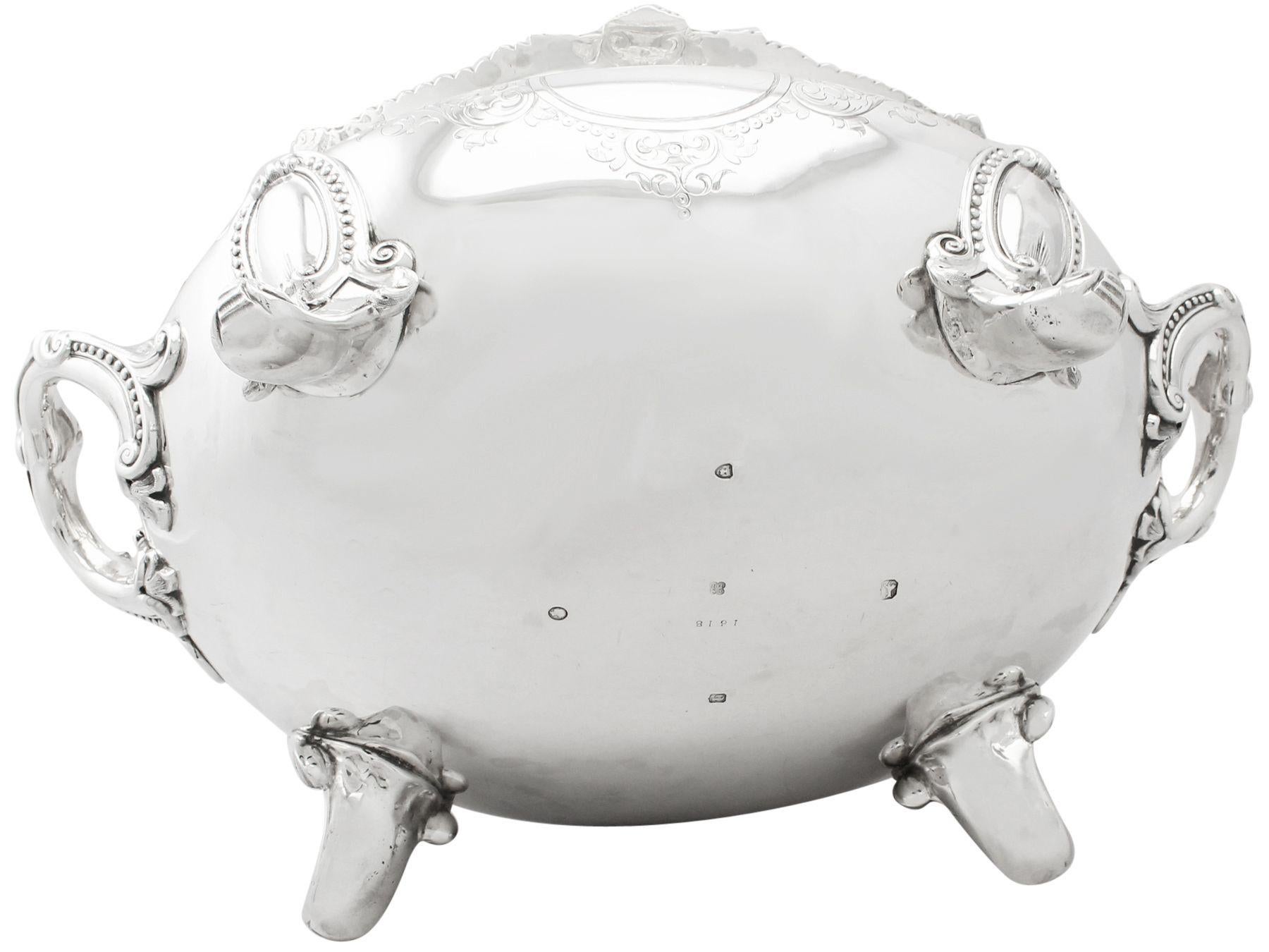 1871 Victorian Sterling Silver Soup Tureen For Sale 10