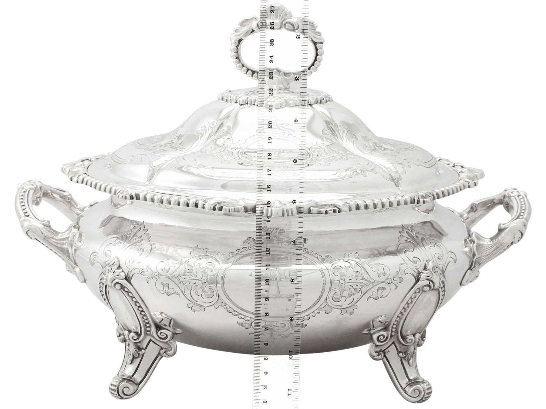 1871 Victorian Sterling Silver Soup Tureen For Sale 11