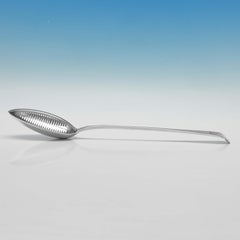 Victorian Sterling Silver Straining Spoon, Old English & Thread, George Adams