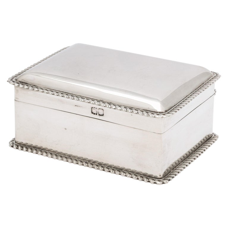 Victorian Sterling Silver Table/Trinkets Box with Hinged-Lid For Sale