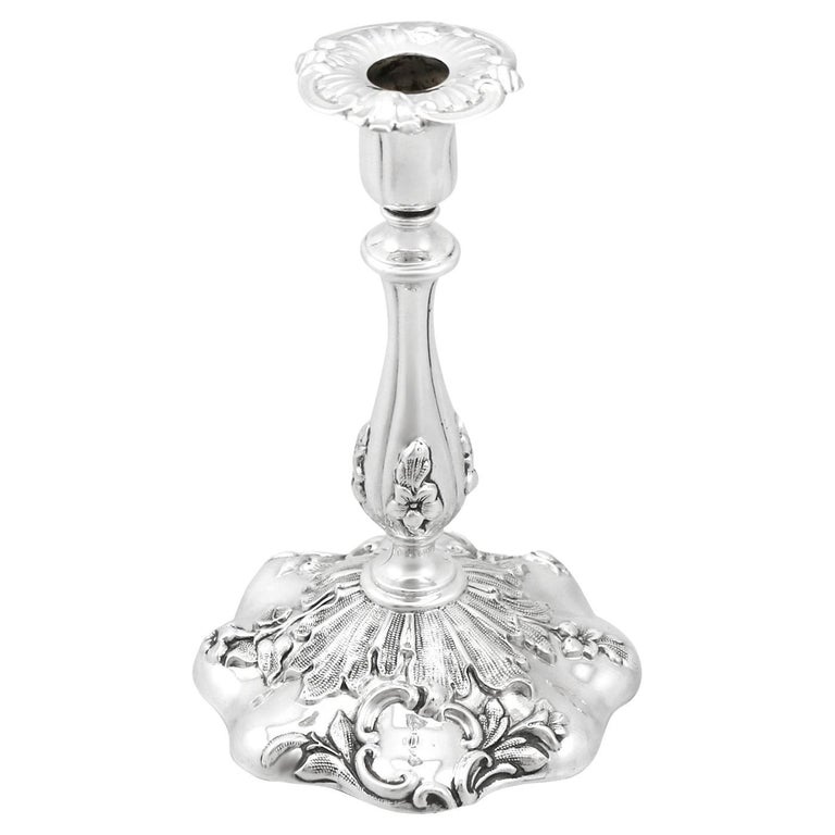 Victorian Sterling Silver Taper Candlestick For Sale