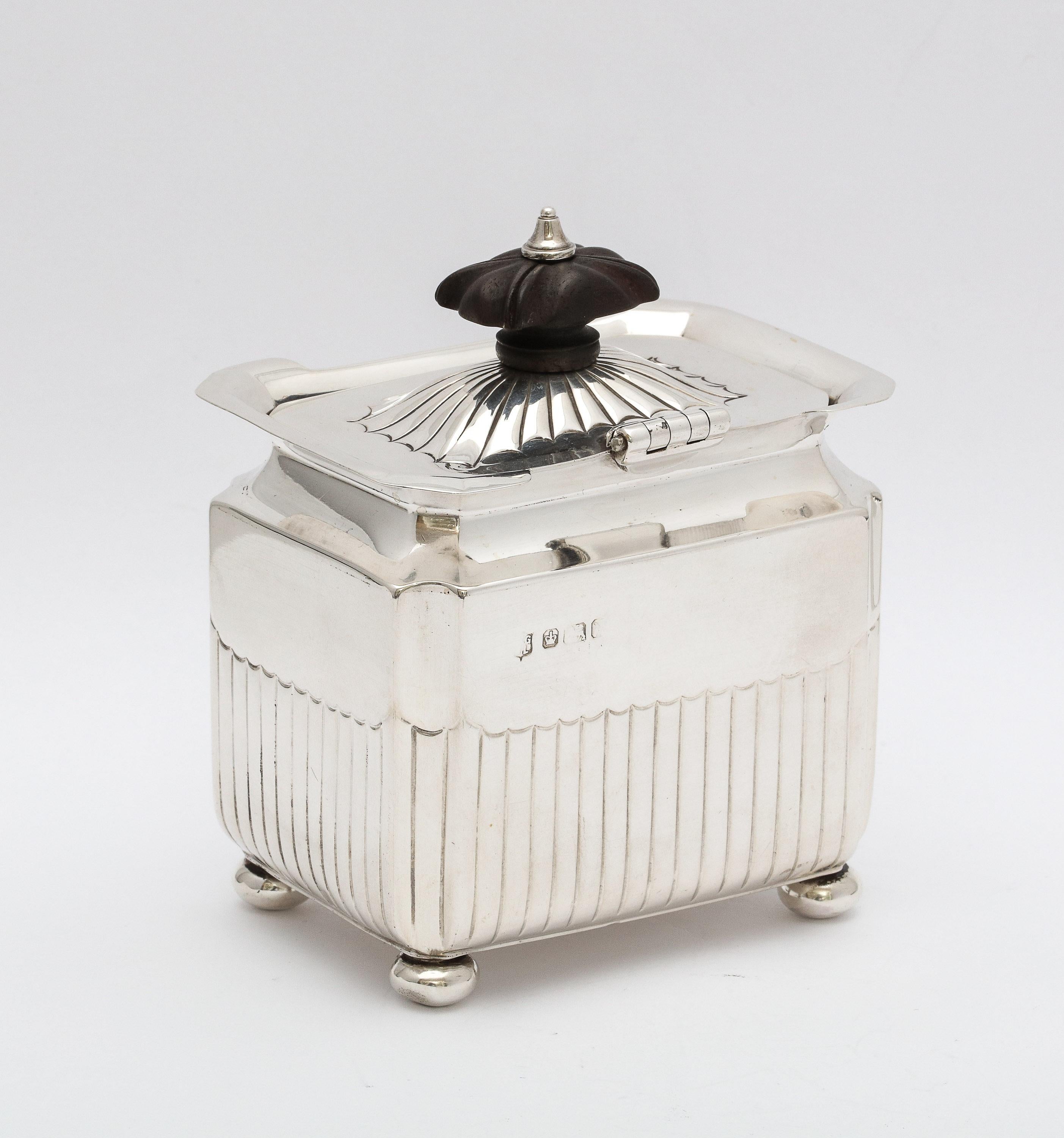 Victorian Sterling Silver Tea Caddy with Hinged Lid, Gibson & Langman 6