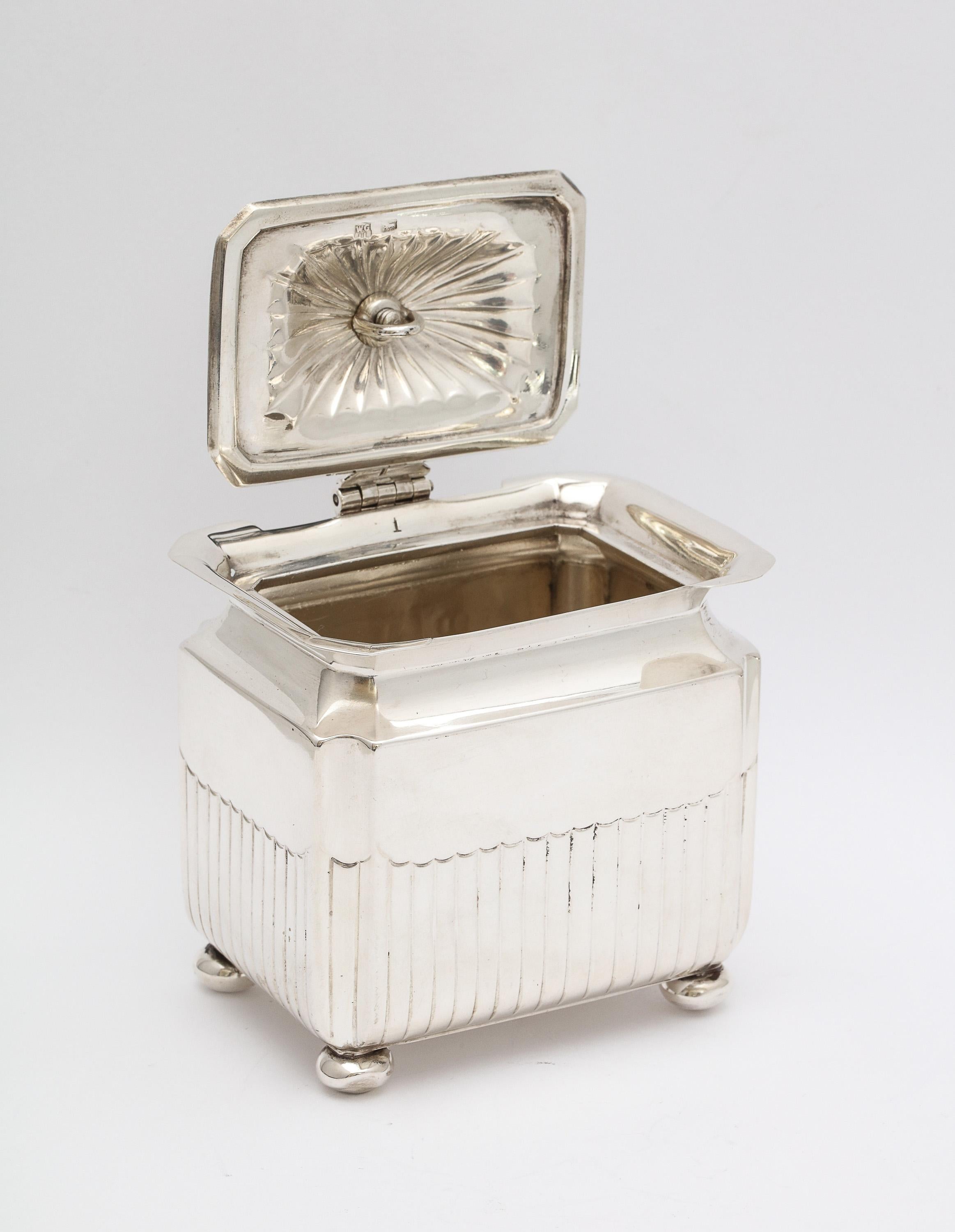 English Victorian Sterling Silver Tea Caddy with Hinged Lid, Gibson & Langman