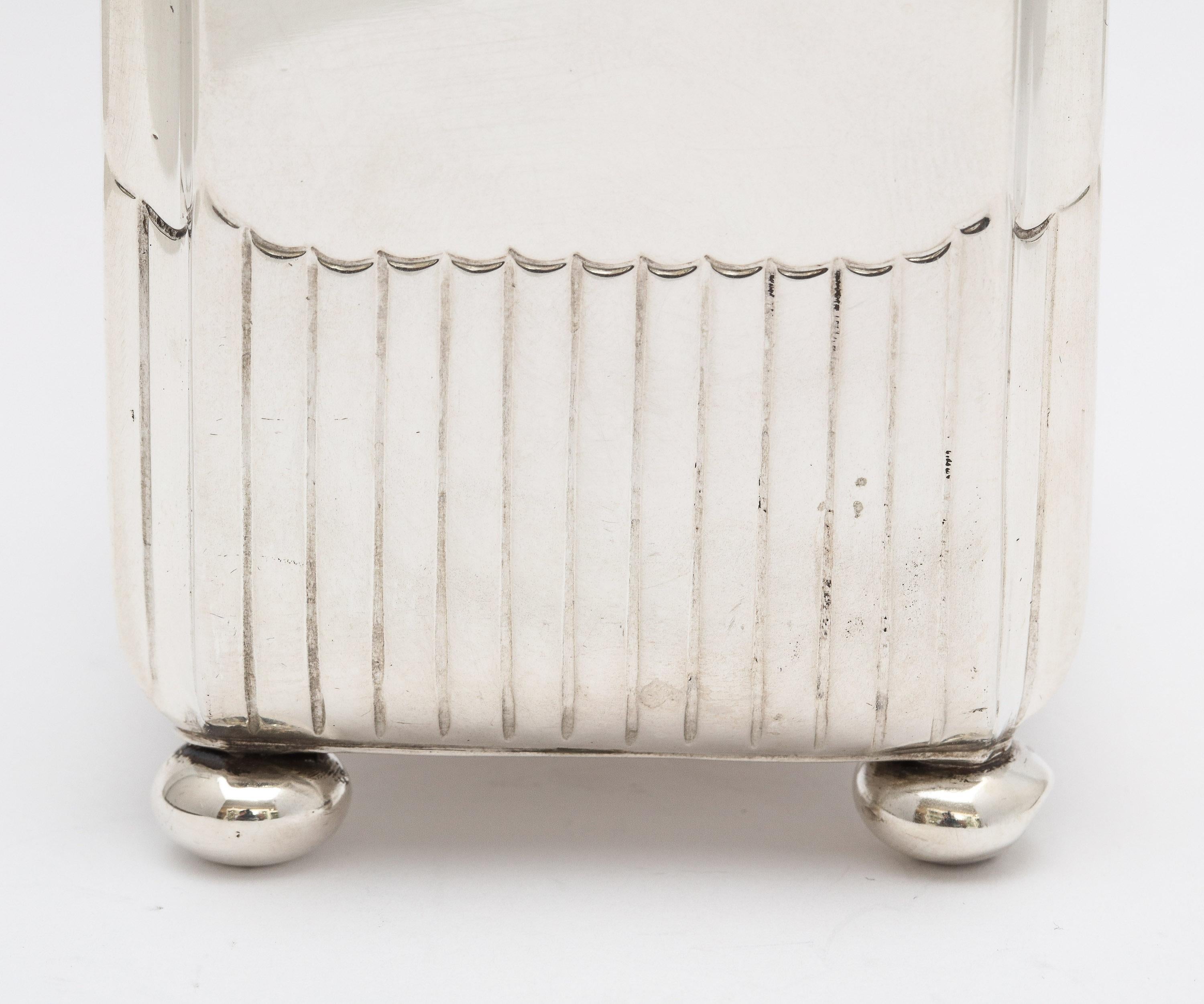 Victorian Sterling Silver Tea Caddy with Hinged Lid, Gibson & Langman 2