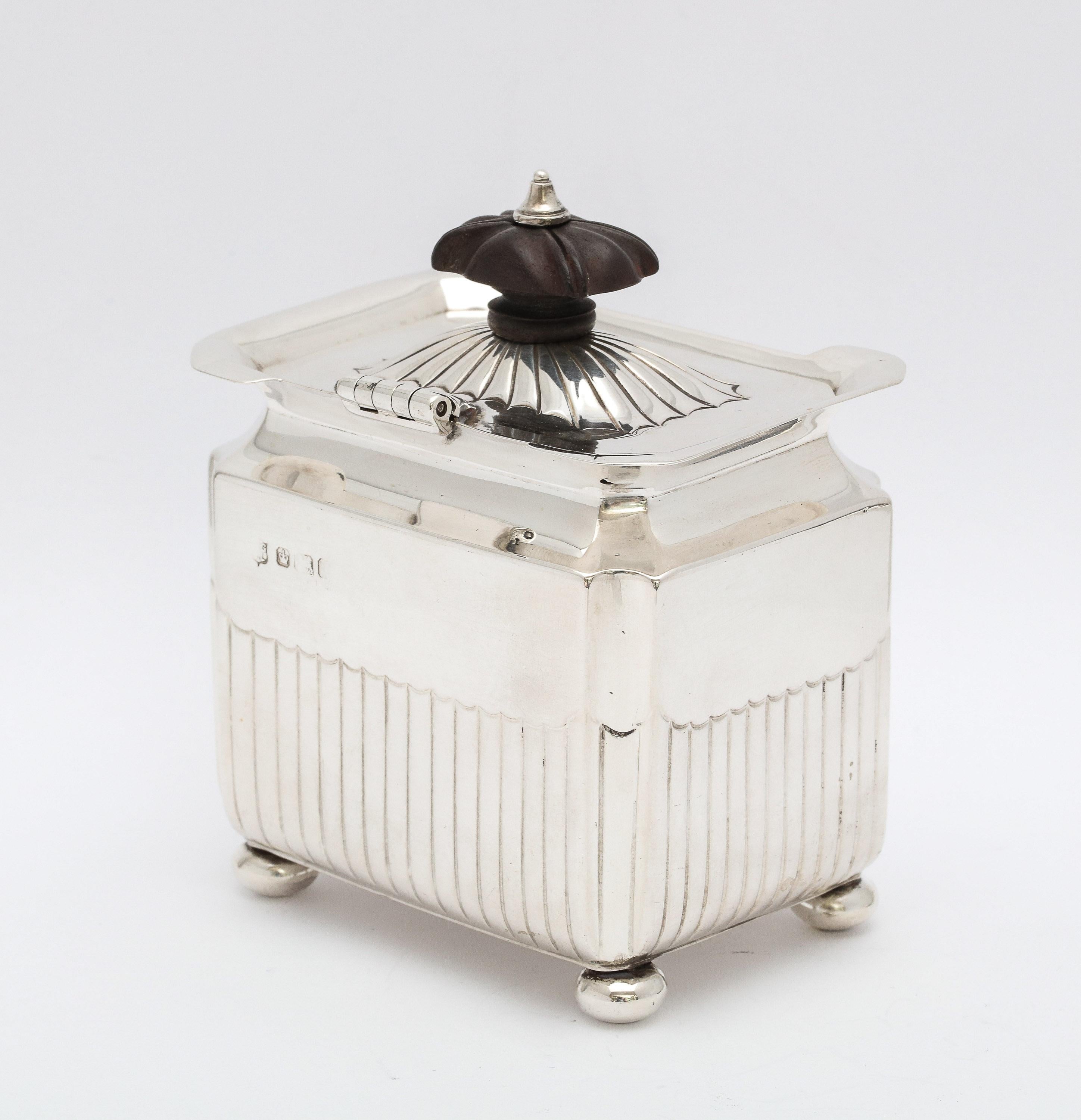 Victorian Sterling Silver Tea Caddy with Hinged Lid, Gibson & Langman 3