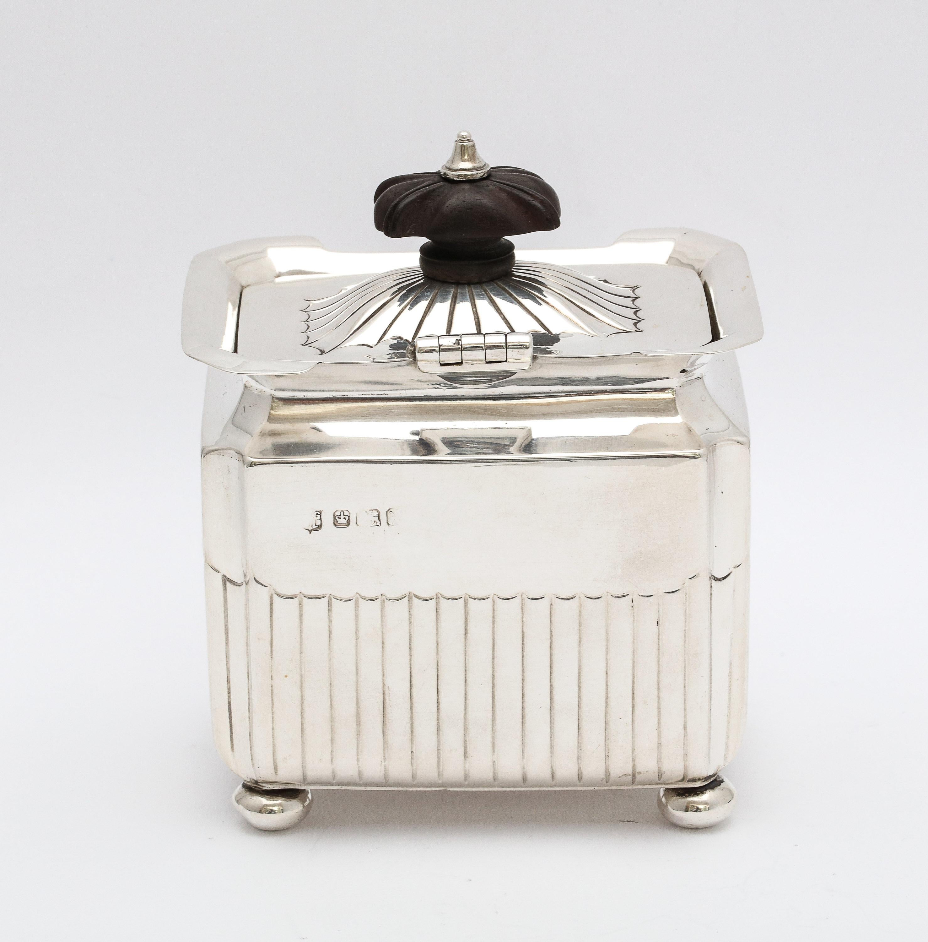 Victorian Sterling Silver Tea Caddy with Hinged Lid, Gibson & Langman 4