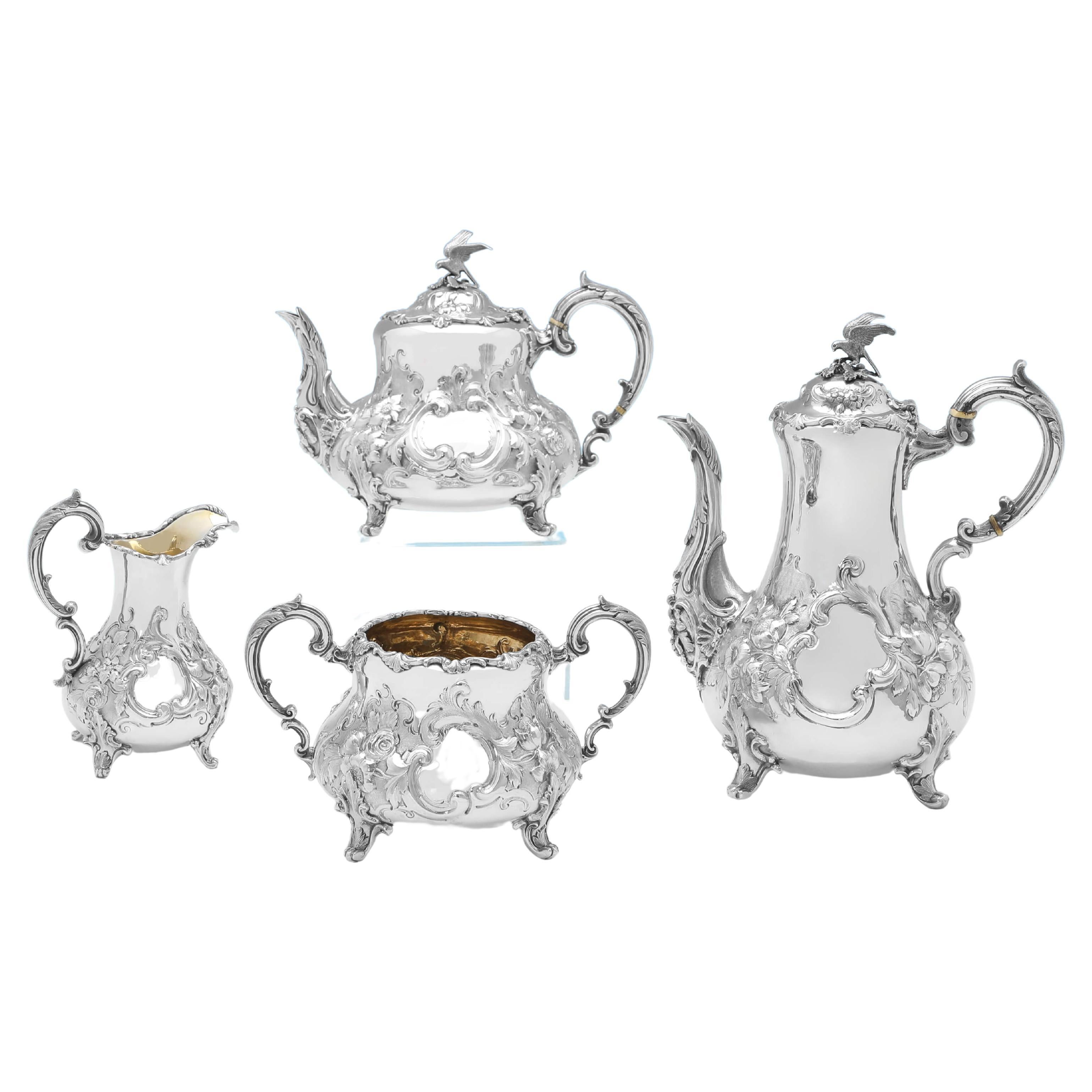 Victorian Sterling Silver Tea & Coffee Set, London, 1854-1855 For Sale