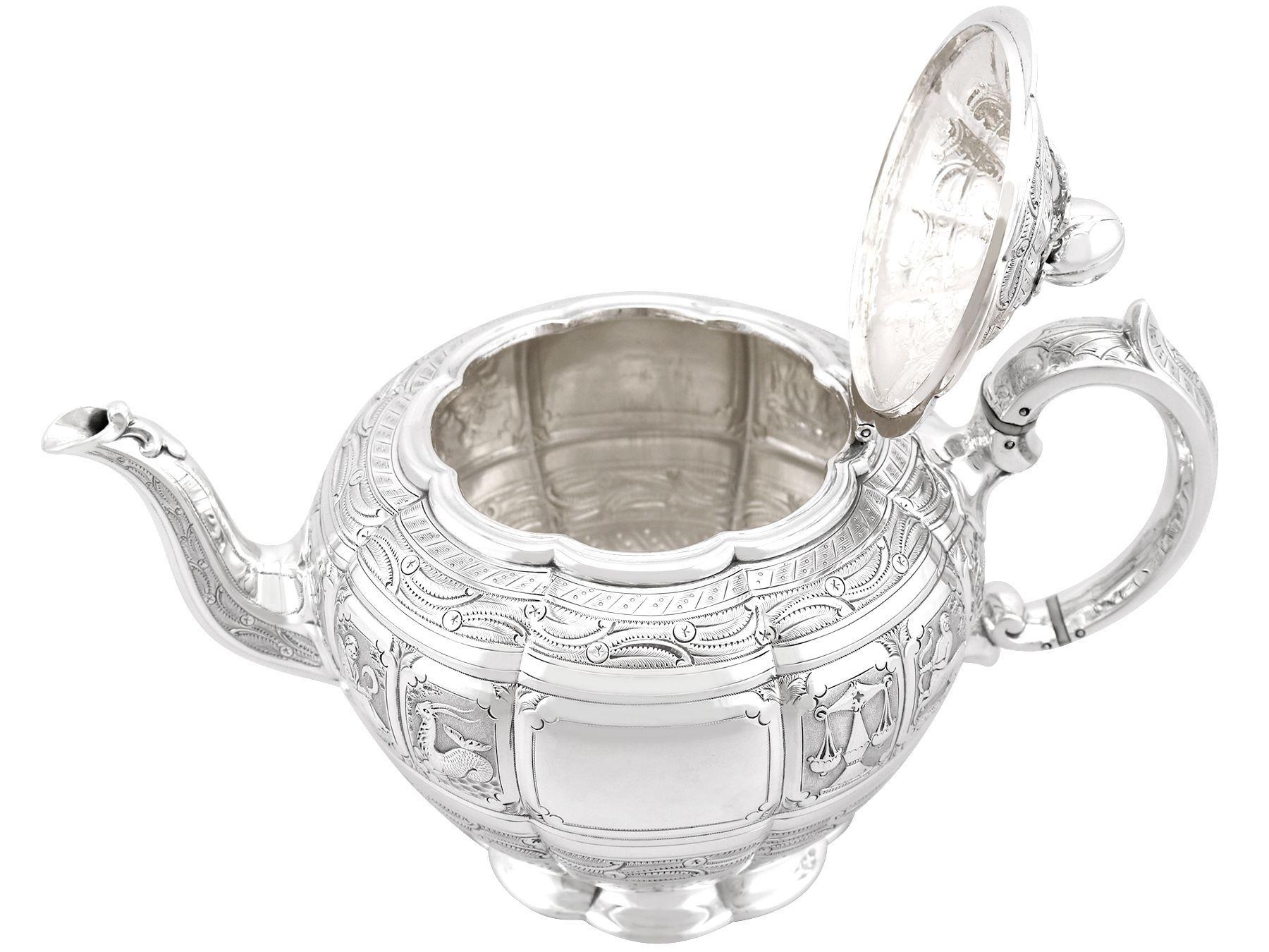 Victorian Sterling Silver Three Piece Tea Service For Sale 2