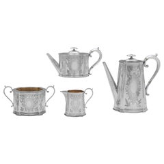 Victorian Sterling Silver Tea Set by Atkin Brothers, Sheffield, 1887