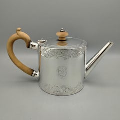 Victorian Sterling Silver Teapot with Wooden Handle