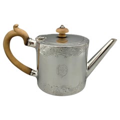 Antique Victorian Sterling Silver Teapot with Wooden Handle