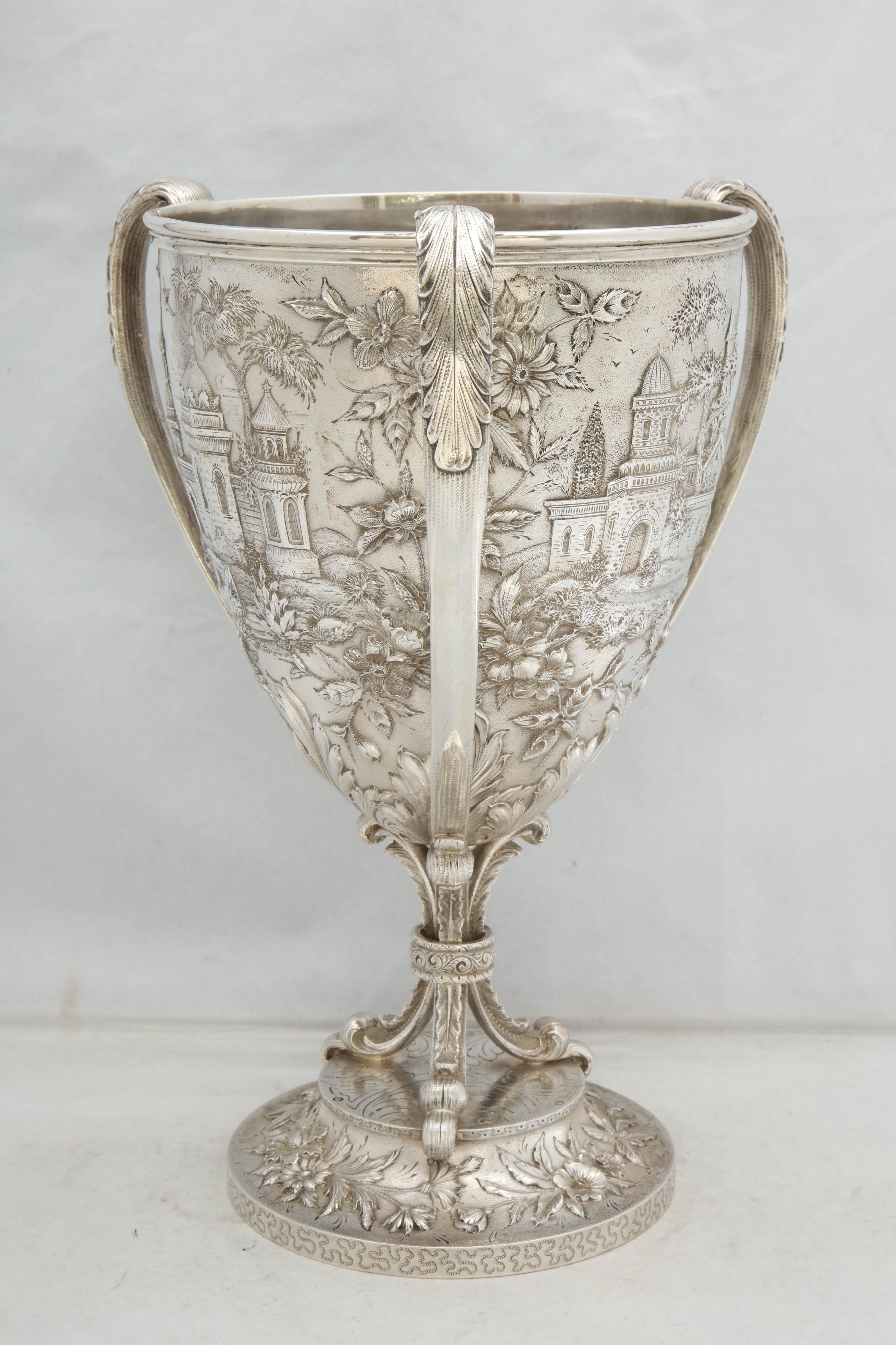 Victorian, Sterling Silver Three-Handled Loving Cup by S. Kirk and Son In Excellent Condition In New York, NY