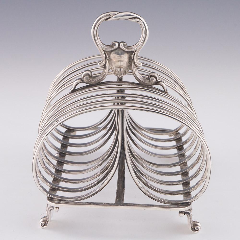 English Victorian Sterling Silver Toast Rack London  For Sale