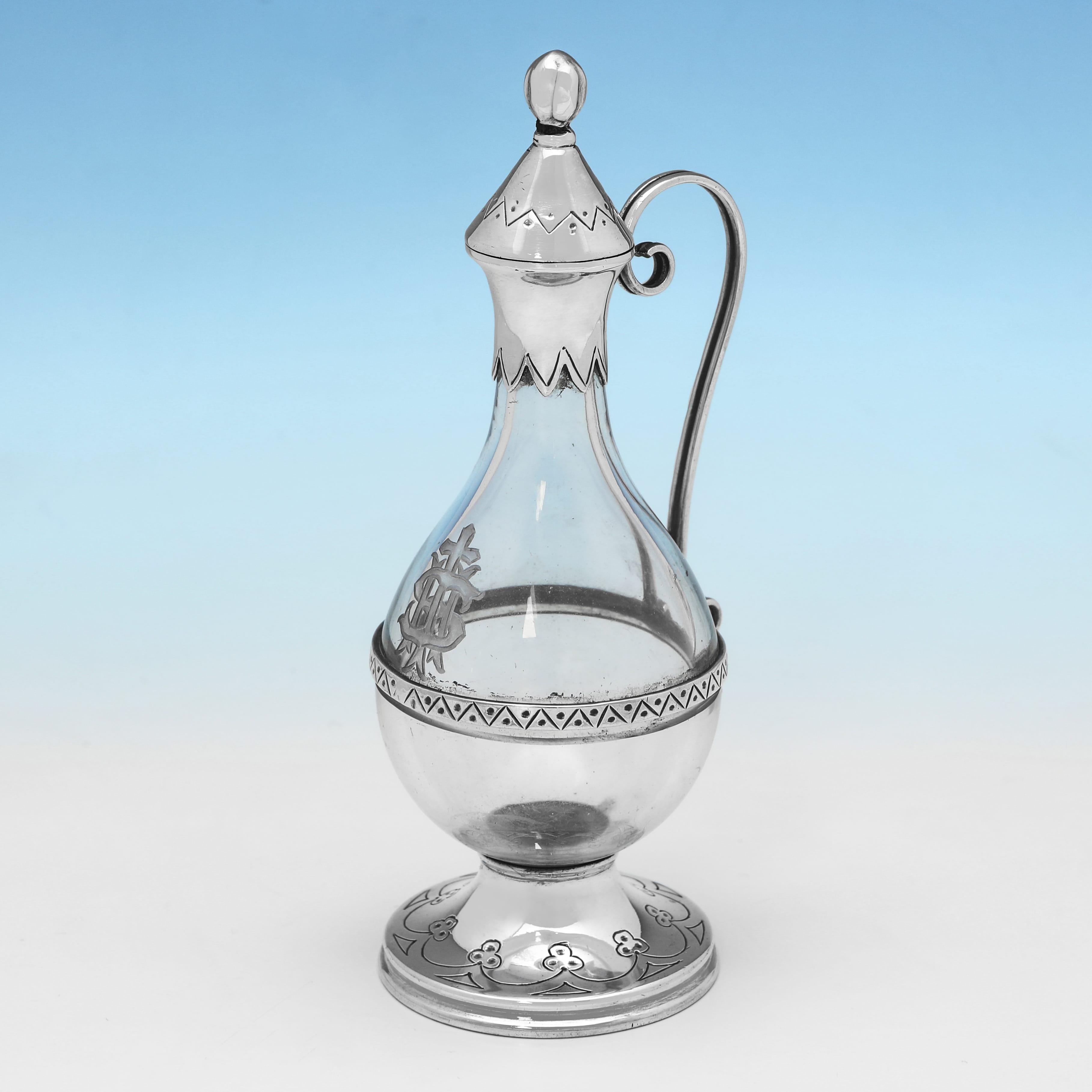 Gothic Victorian sterling silver travelling communion set made in 1894 For Sale