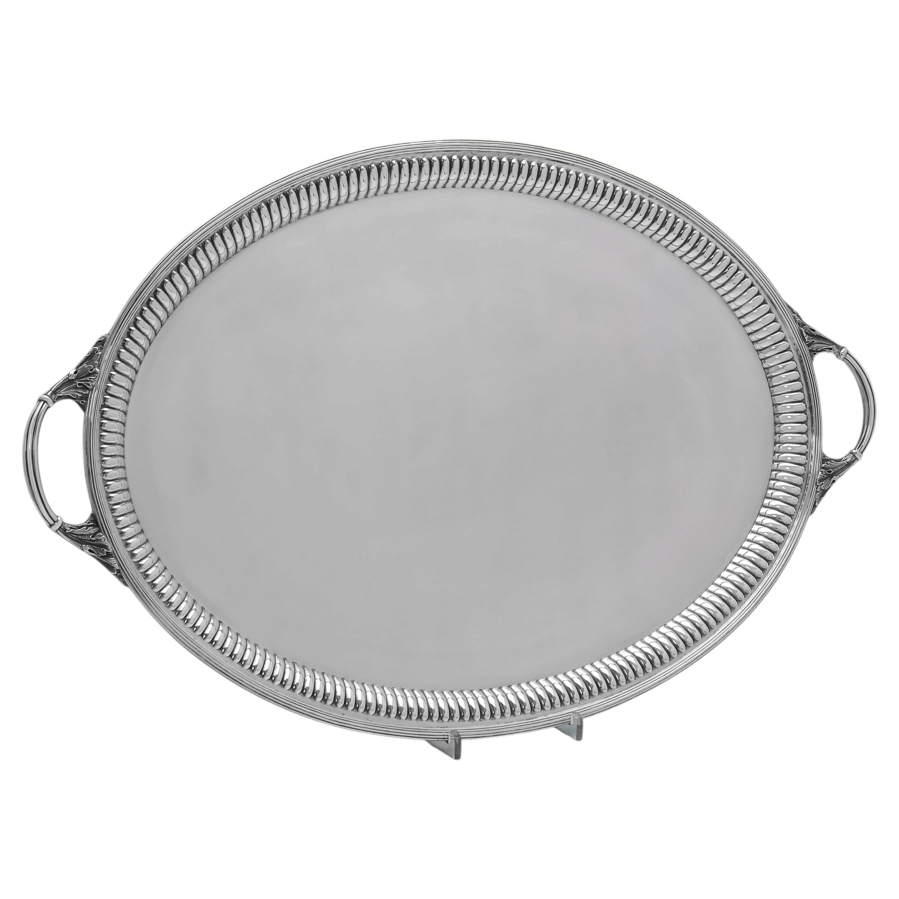 Plateau victorien en argent Sterling par Gibson & Gibson, Londres 1890 en vente