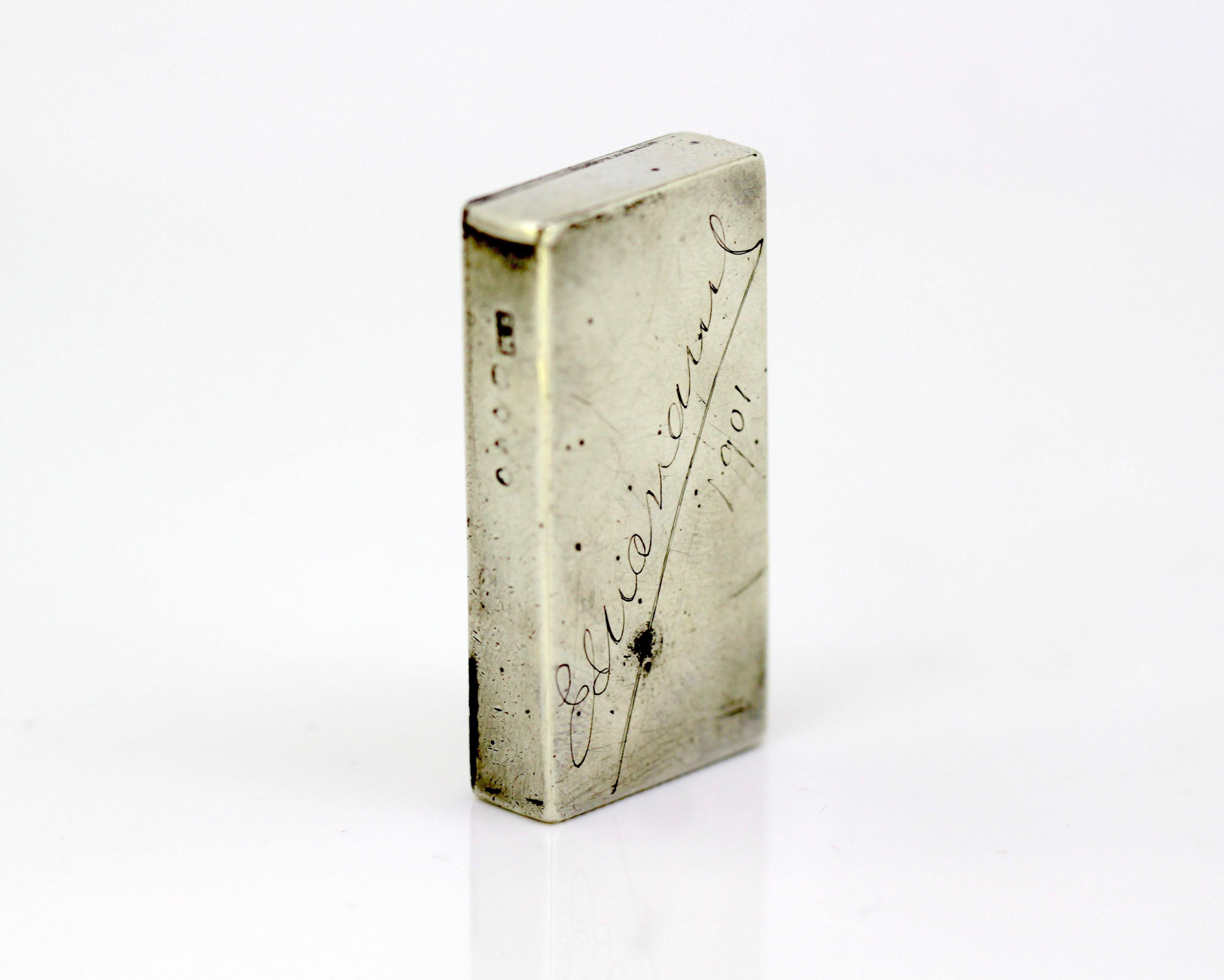 British Victorian Sterling Silver Vesta Case by Sampson Mordan & Co. For Sale