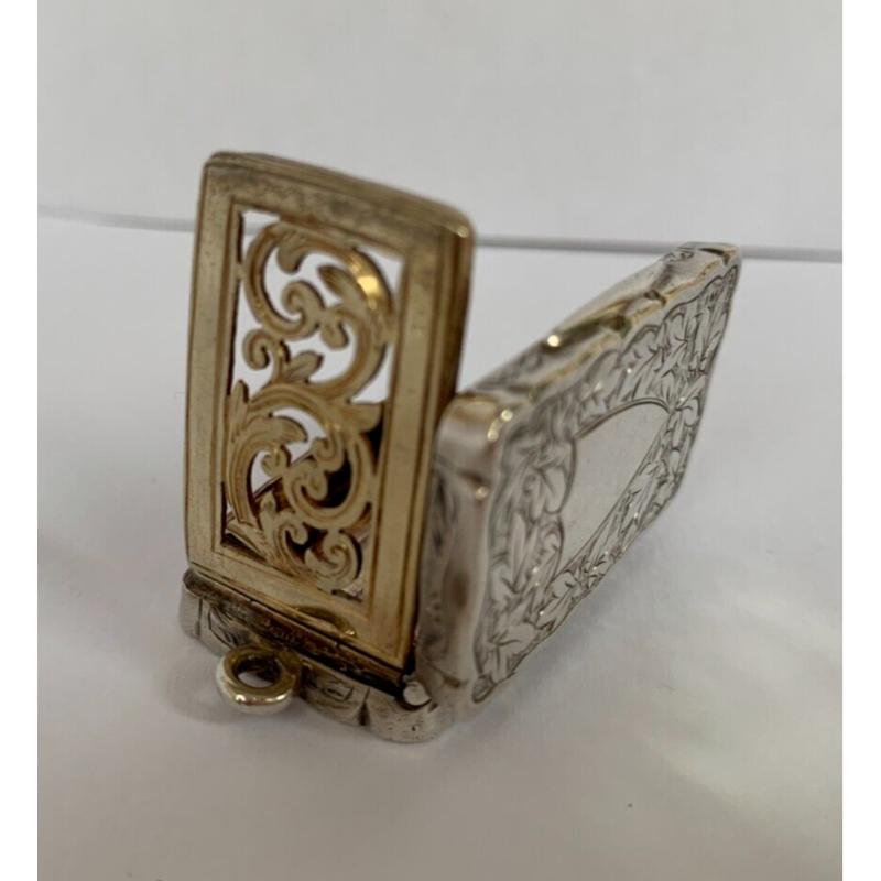 Women's or Men's Victorian Sterling Silver Vinaigrette by George Unite & Sons, 1897 For Sale