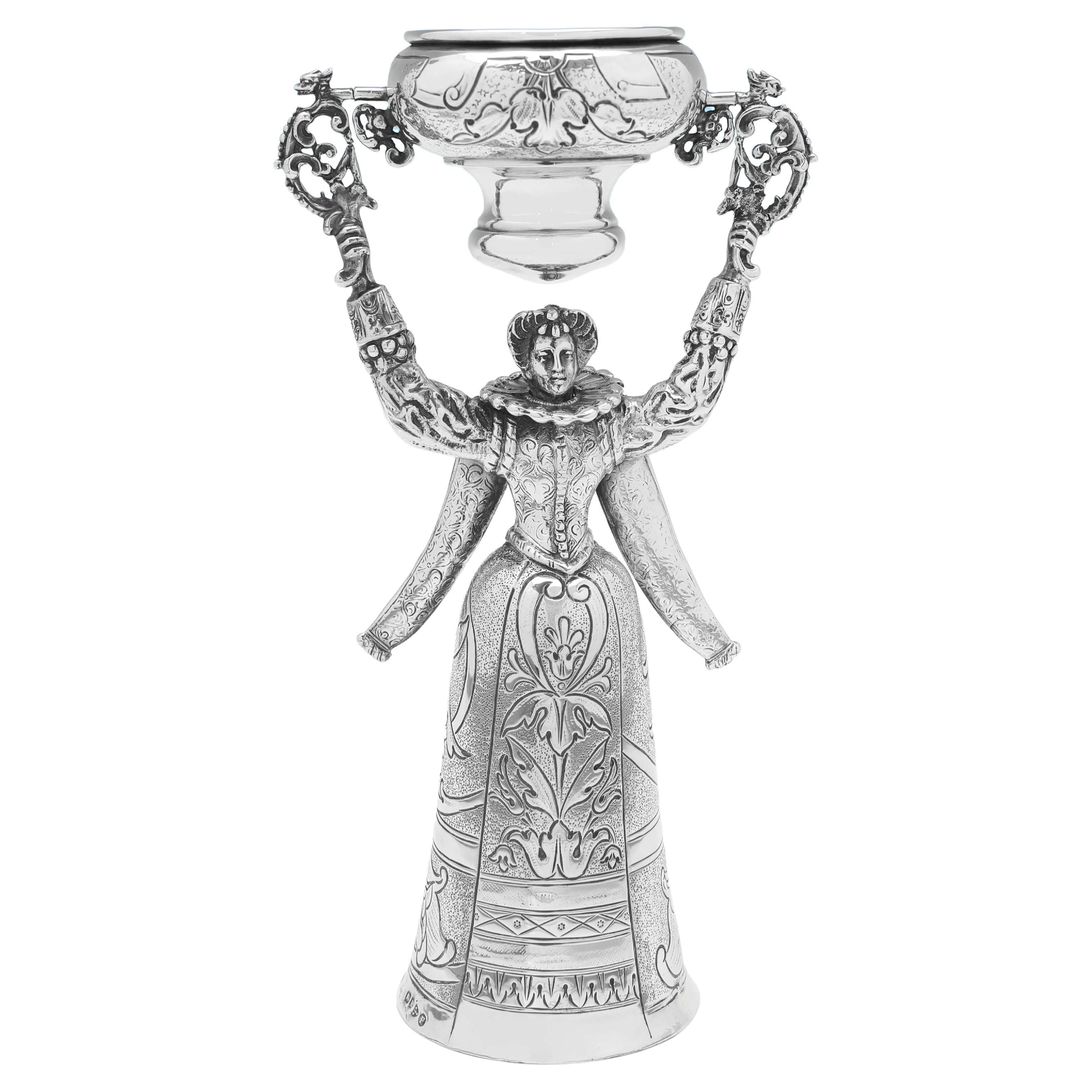 viktorianischer Sterlingsilber Wager Cup / Marriage Cup Chester 1900 Berthold Muller