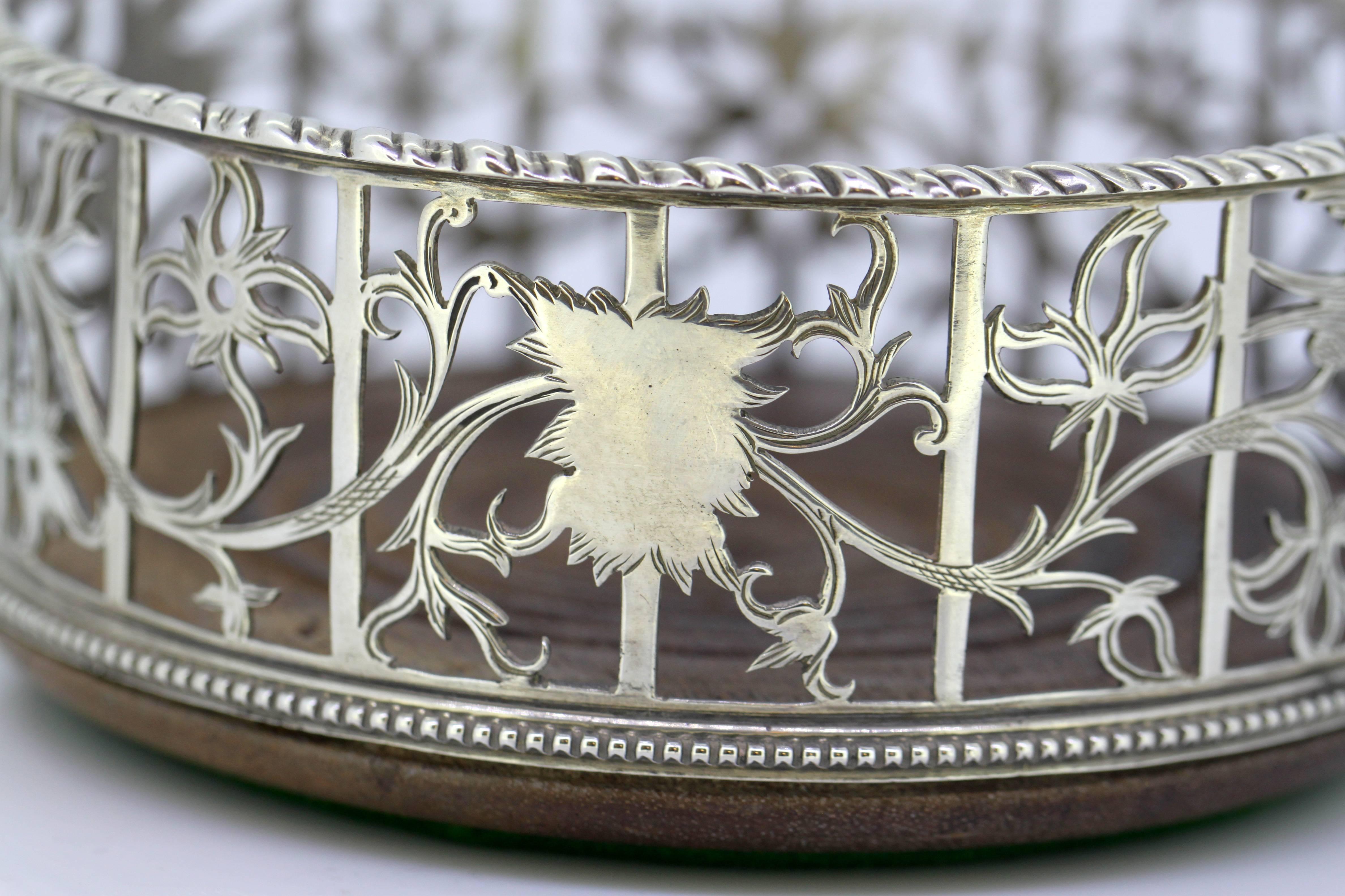 Late 19th Century Victorian Sterling Silver Wine Coaster by Samuel Beaumont, London, 1895