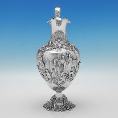 Victorian Sterling Silver Wine Ewer by Joseph Angell, London 1845