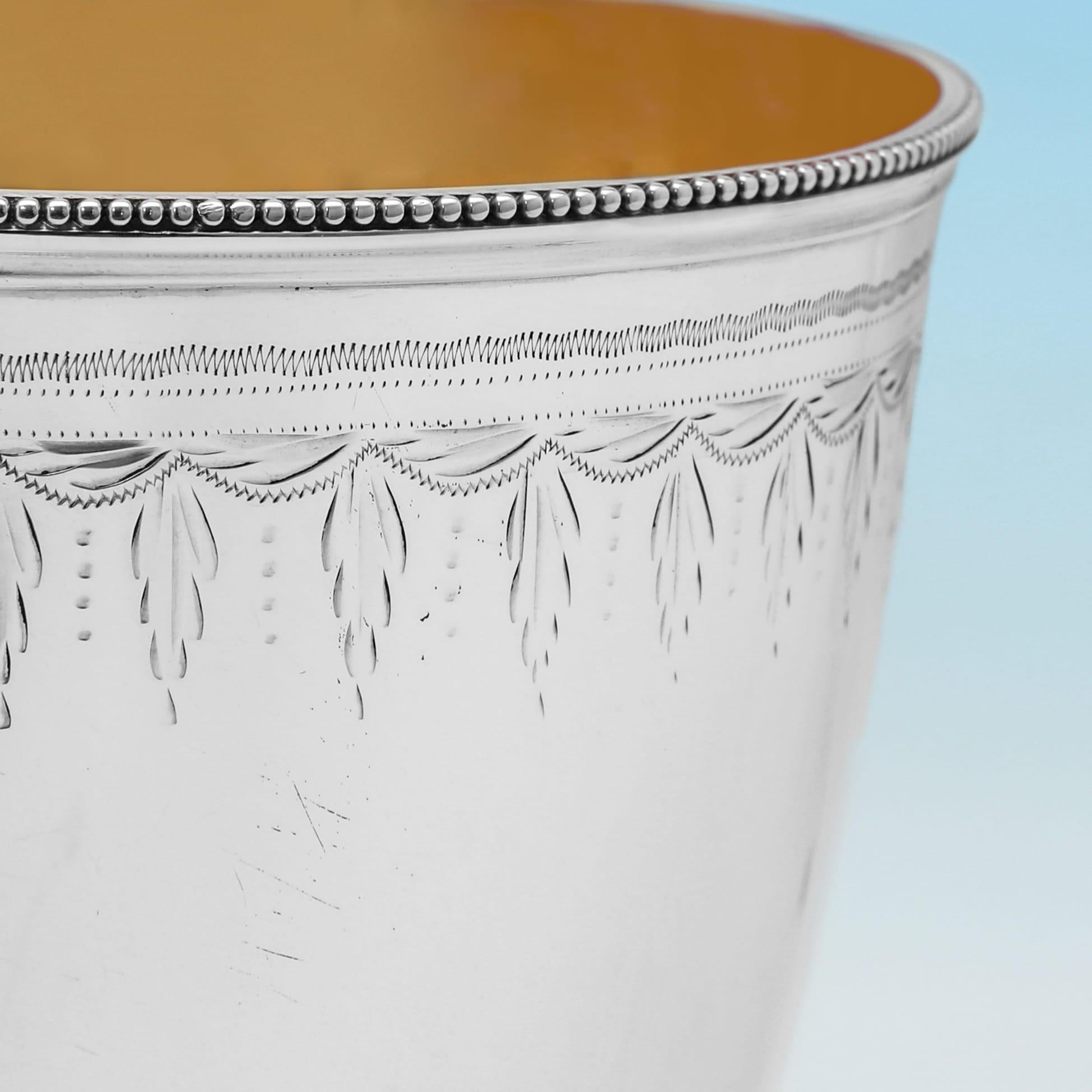 Victorien Coupe à vin victorienne en argent sterling fabriquée à Londres en 1862 en vente