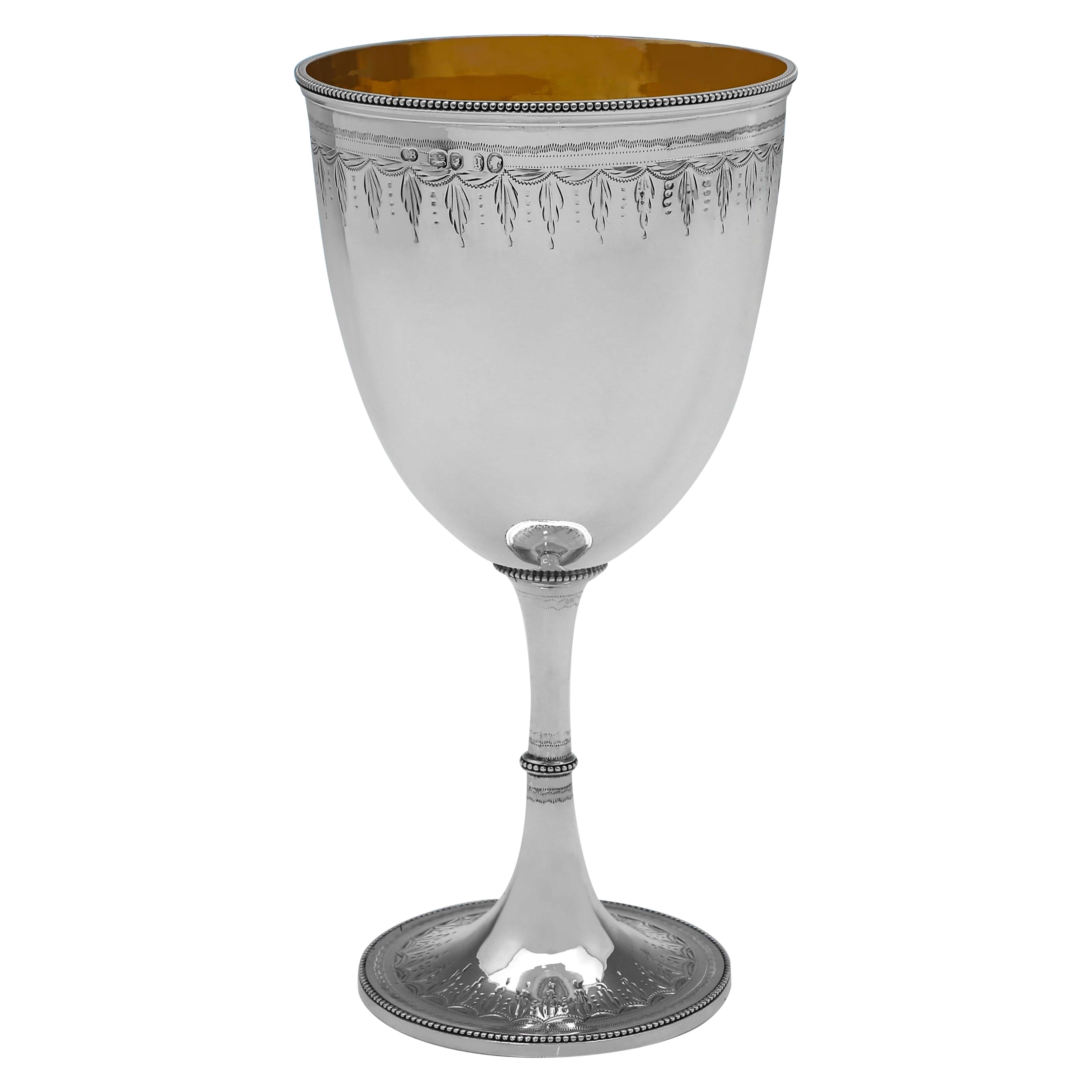 Calice da vino vittoriano in argento sterling realizzato a Londra nel 1862