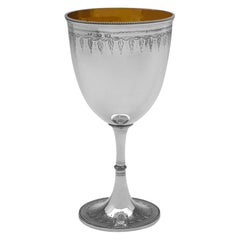 Victorian sterling silver wine goblet made in London in 1862
