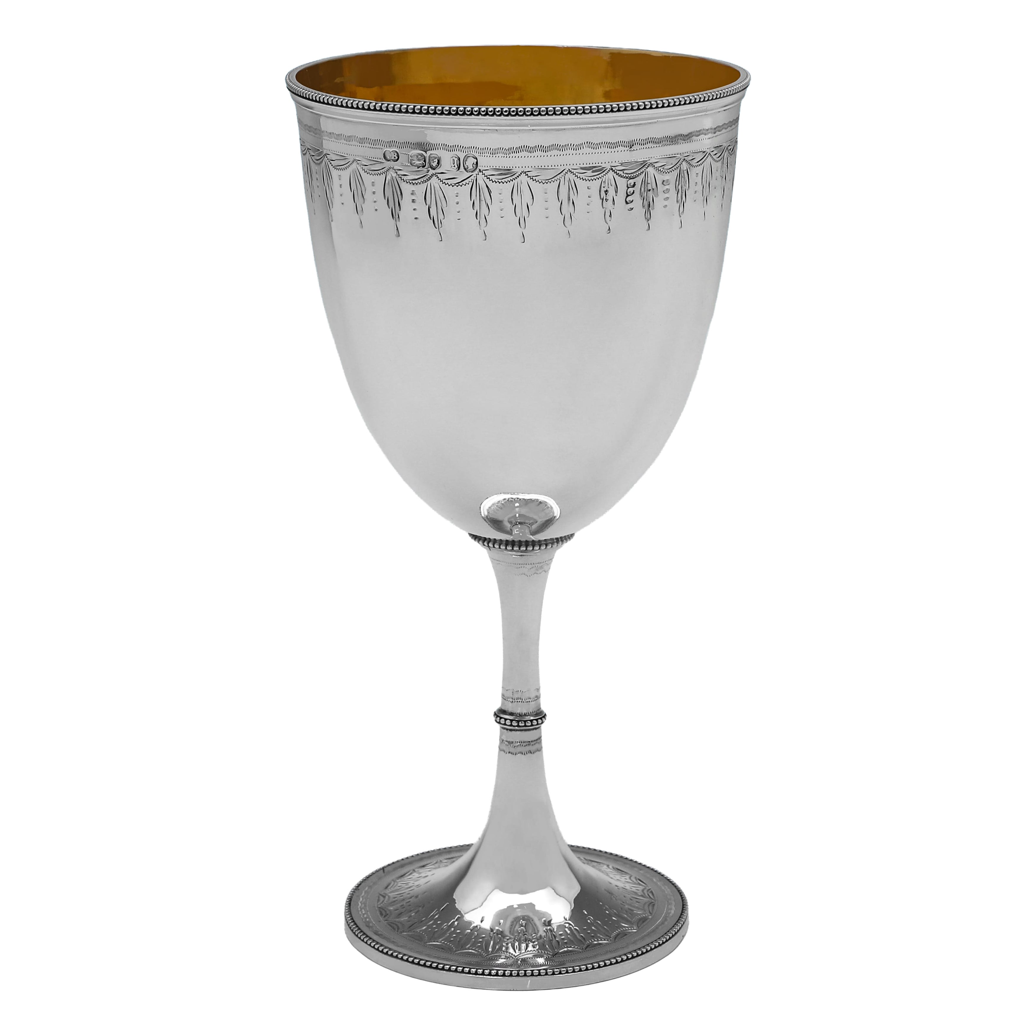 Calice da vino vittoriano in argento sterling realizzato a Londra nel 1862